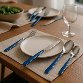 Servizio Set di Posate 24 Pezzi in Acciaio Eme Caribe Blu 55...
