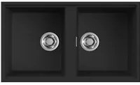 Lavello Elleci Incasso 2 vasche 83,6x48,8 Best 450 Sottotop Keratek Plus Nero Black Assoluto LKB45086BSO