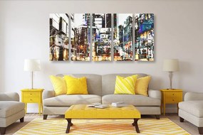 Quadri 5 pezzi – Panorami urbani astratti