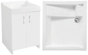 Mobile lavanderia con lavabo incluso Axis 2 ante bianco e alluminio P 50 x L 60 x H 86 cm