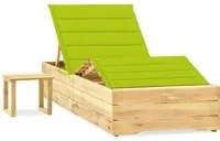 Lettino da Giardino con Tavolino Cuscino Legno Pino Impregnato cod mxl 24072