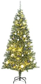 Albero Di Natale Artificiale Con 300 Led Palline E Neve 210 Cm /