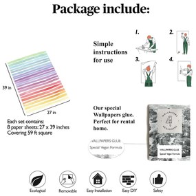 Carta da Parati Carta da Parati a Righe Sottili Arcobaleno 15€/mq | Spedizione Gratuita | Carta Da Parati Camera Da Letto | Carta Da Parati Bagno |