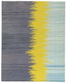 Kilim Tappeto 140x180 Giallo (Iran) Tessuto A Mano