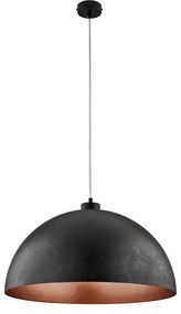 Sospensione Industrial 1 Luce Marcus In Ferro Laccato Nero E Rame Diam 50