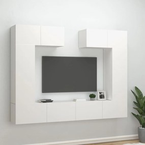 Set Di Mobili Porta Tv 6 Pz Bianco İn Legno Multistrato /