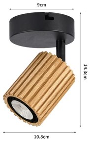 Brilagi - Faretto da parete MODERN WOOD 1xGU10/8W/230V legno di caucciù/nero