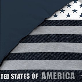 Set copripiumino e federa blu scuro in cotone per letto singolo 140x200 cm States – douceur d'intérieur