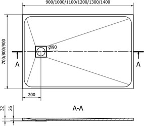 Mexen Bert piatto doccia rettangolare SMC 120 x 90 cm, bianco - 4K109012