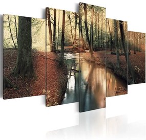 Quadro Autunno marrone  foresta  Colore Nero, Dimensioni e Misure 200x100