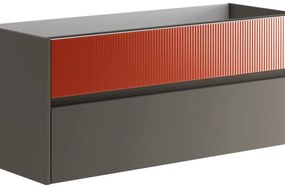 Mobile da bagno sotto lavabo Niwa grigio carbone frontale in vetro paprika laccato opaco L 119.5 x H 50 x P 45.5 cm 2 cassetti, lavabo non incluso