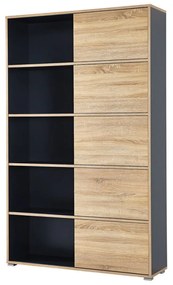 Libreria nera in rovere 120x196 cm Slide - Germania