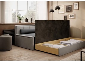 Divano grigio allungabile/con contenitore e rivestimento in ciniglia 214 cm Fulgeo – ELTAP