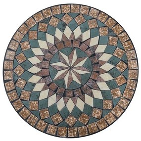 Set Completo Tavolo Mosaico E 2 Sedie Pieghevoli Bistrot In Acciaio E Ceramica