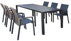 ARIZONA - set tavolo in alluminio cm 52/104/156/208/260 x 85 x 74 h con 6 poltrone Lotus