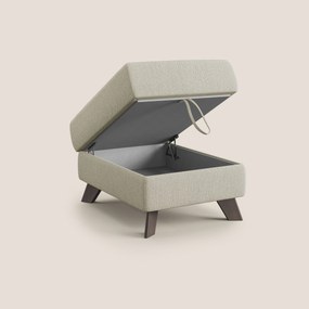 Moon Pouf contenitore e piedini alti in tessuto smacchiabile con acqua T05 panna