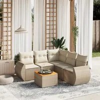 Set Divano da Giardino 6 pz con Cuscini Beige in Polyrattan 3257332