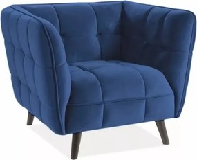 Poltrona Castello Velvet in velluto blu navy Bluvel 86 e struttura in legno wenge – 92x85x78 cm