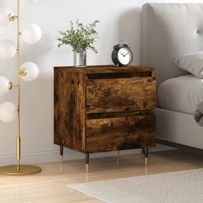 Comodino Rovere Fumo 40x35x50 Cm İn Legno Multistrato /