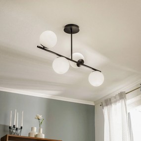 EMIBIG LIGHTING Plafoniera Kabo, 1 braccio, nero, 4 luci