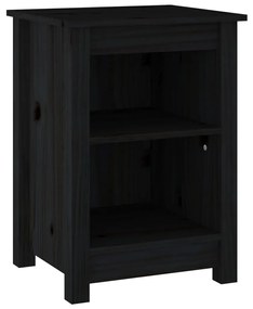 Comodini 2 pz neri 40x35x55 cm in legno massello di pino