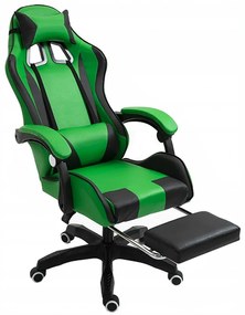 Comoda sedia da gaming con cuscino nero e verde