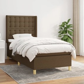 Giroletto A Molle Con Materasso Marrone Scuro 90x200 Cm Tessuto /