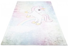 Tappeto per bambini colorato con motivo a unicorno  Larghezza: 80 cm | Lunghezza: 150 cm