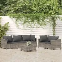 Set Divani da Giardino 6 pz con Cuscini in Polyrattan Grigio 3187265