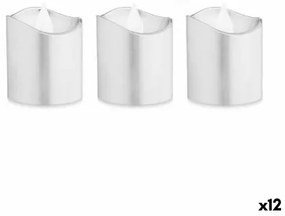 Set di Candele LED Argentato 3,7 x 3,7 x 5 cm (12 Unità)