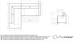 Divano letto angolare in velluto a coste blu scuro (angolo sinistro) Lofty Lilly - Miuform
