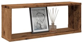 Mensole A Cubo Muro 4 Pz Legno Antico 60x15x23 Cm İn Truciolato /