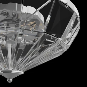 Plafoniera Contemporanea Facet Metallo Cromo 6 Luci Diffusori Vetro