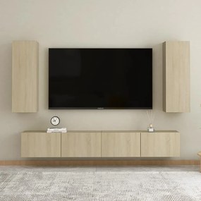 Set Di Mobili Tv 4 Pz Rovere Sonoma İn Legno Multistrato /