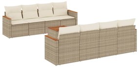 Set Divano da Giardino 9 pz con Cuscini Beige in Polyrattan