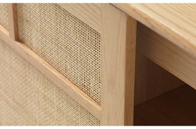 Cassettiera bassa effetto rovere con ante scorrevoli in colore naturale 180x80 cm Barrali - Unique Furniture