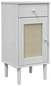 Comodino senja aspetto rattan bianco 40x35x80 cm in legno pino