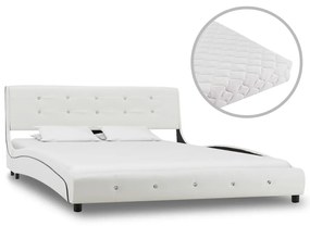 Letto con Materasso Bianco in Similpelle 140x200 cm