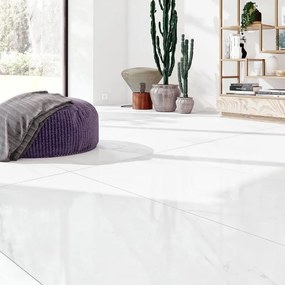 Piastrella da pavimento interno 60 x 120 cm Sp. 10.5 mm rettificato Marmi in gres porcellanato smaltato bianco lucido traffico intenso (pei 4/5) R9 1.44 mq