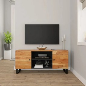 Mobile Porta Tv 105x33x46 Cm İn Legno Massello Di Acacia /