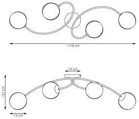 Lampadario a plafone VIBRA 4xE14/10W/230V nero/bianco