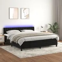 Letto a Molle con Materasso e LED Nero 160x200 cm in Vellutocod mxl 98929