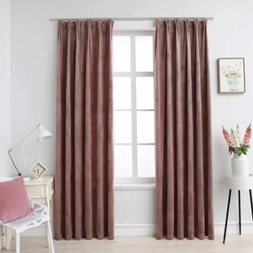 Tende Oscuranti Con Ganci 2 Pz Rosa Antico İn Velluto 140x225cm /