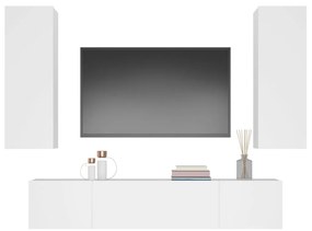 Set di mobili porta tv 4 pz bianco in legno multistrato