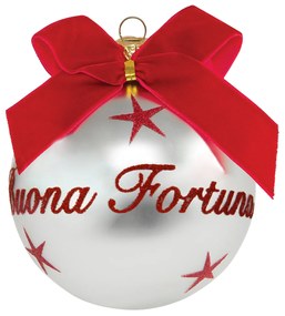 Pallina Natale Buona Fortuna perlata 10 cm