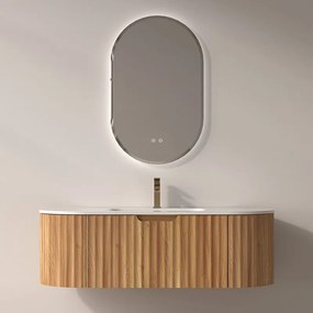 Mobile bagno curvo 120 cm cannettato con lavabo integrato | KAM-NORTH-P120 - KAMALU