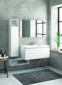 Composizione mobili bagno sospesa 100cm composta da mobile colonna specchio e pensile - KAMALU
