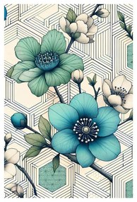 Quadro su tela – Mosaico floreale in toni turchesi