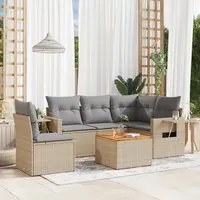 Set Divano da Giardino 6 pz con Cuscini Beige in Polyrattan 3224568