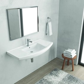 Lavabo bagno sospeso 100 cm in ceramica Litos-BN10 - KAMALU